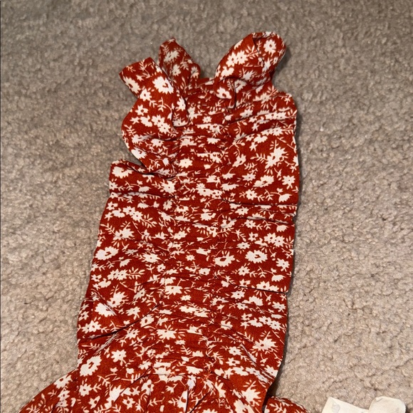 Entro Floral Ruffle Tank Top - Rust Red - Picture 3 of 6